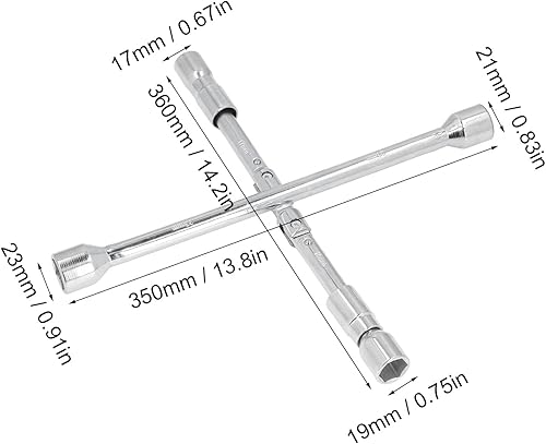 Miniatura 5 de Llave cruzada de 4 vías de 14 pulgadas, llave de tubo de acero de alto carbono, llave de vaso portátil plegable de 180, varios tamaños para