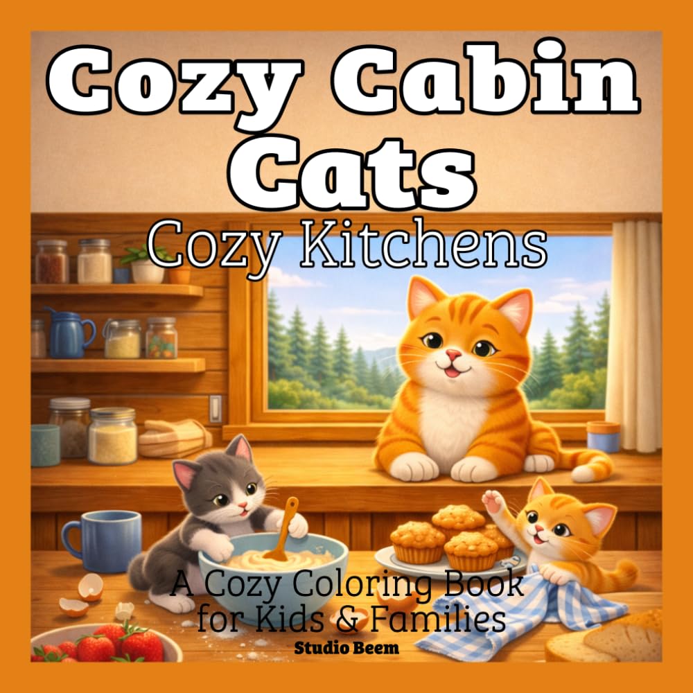 Cozy Cabin Cats — Cozy Kitchens — A Coloring Book: A Cute and Relaxing Coloring Book Featuring Cozy Kitchen Scenes, Adorable Cats, and Warm Home Moments for Stress Relief
