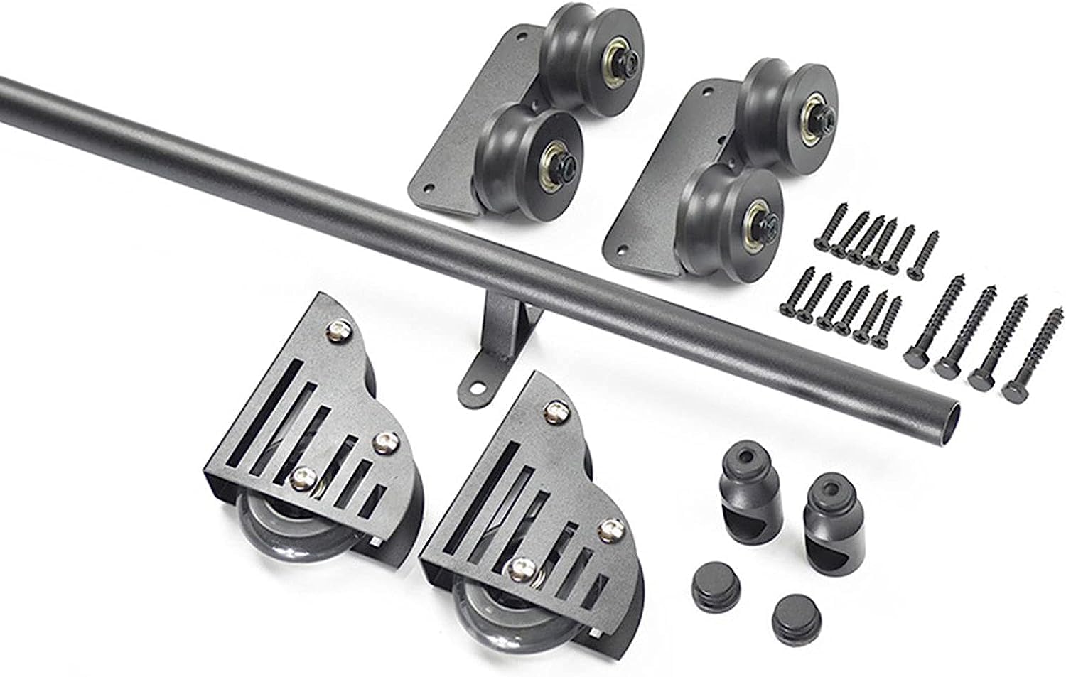 Rolling Ladder Hardware Library Sliding Ladder Hardware Kit,Complete Set of Hardware for Sliding Ladder Hanging Rail+ Extension Rail,3.3ft/100cm Track Kit