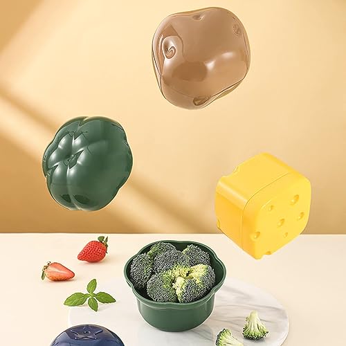 Miniatura 4 de YASYU Contenedores de almacenamiento de alimentos en forma de frutas y verduras para refrigerador, 3 cajas de almacenamiento de plástico selladas