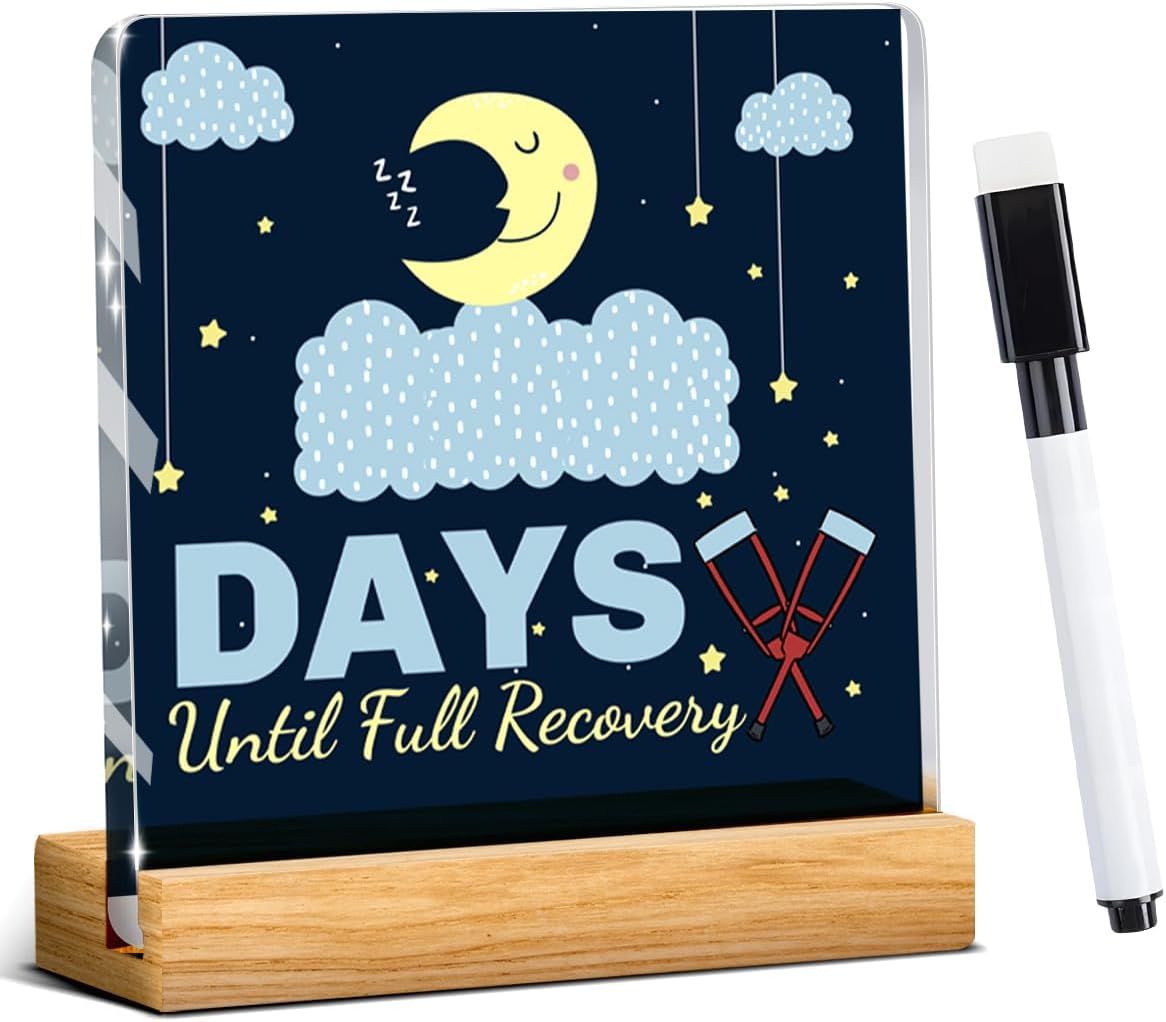 Funny Injury Recovery Countdown Desk Sign, 4x4 Inch Habit Tracker Decor