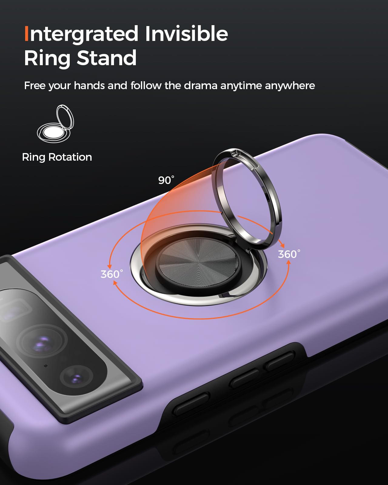 Schutzhülle Für Google Pixel 8 Pro – Mit Magnetischem Ring-Ständer, Stoßfest, Erhöhte Ränder, Rosa