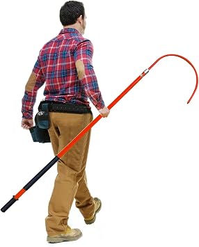 YXXSDP High Voltage Insulated Rescue Hook Heavy Duty, Safey Anti-electrocution Body Rescue Hook with 16.5 Inch Opening Hooks, Emergency Protective EquipmentRed,6.5ft/2m/200cm