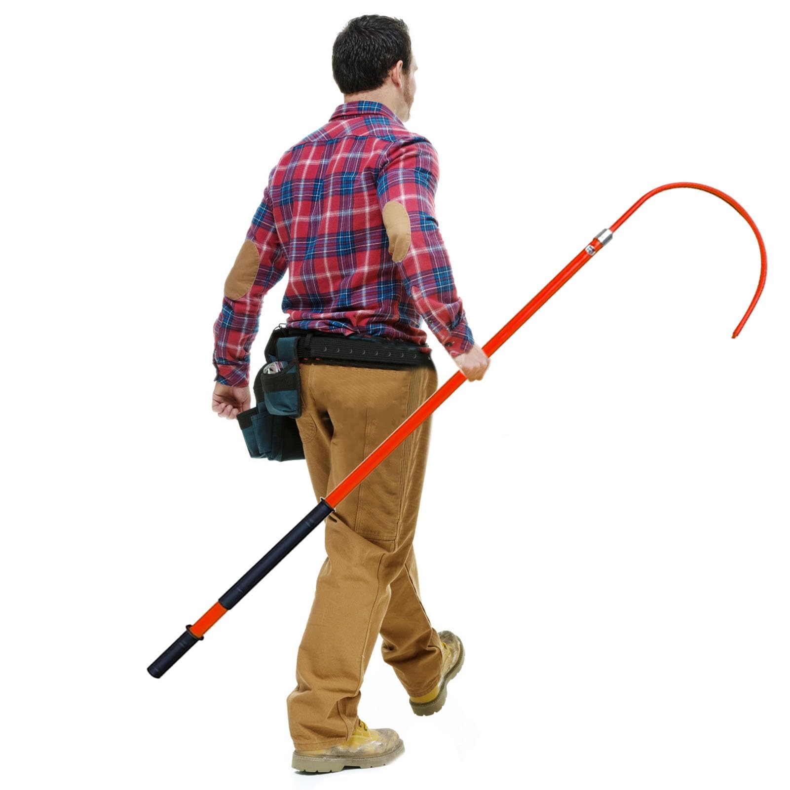 GHHVFEC High Voltage Insulated Rescue Hook - Heavy Duty Anti-Electrocution Body Hook, 16.5" Opening, 6.5ft Emergency Safety Equipment for Electricians (Red)