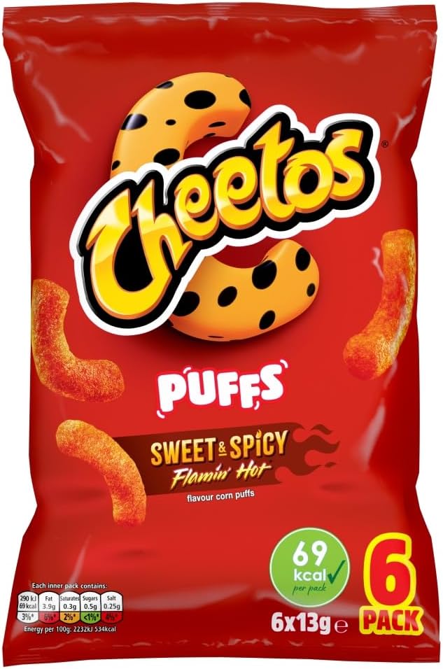 Puffs Sweet and Spicy Flamin Hot Multipack Crisps 6x13g