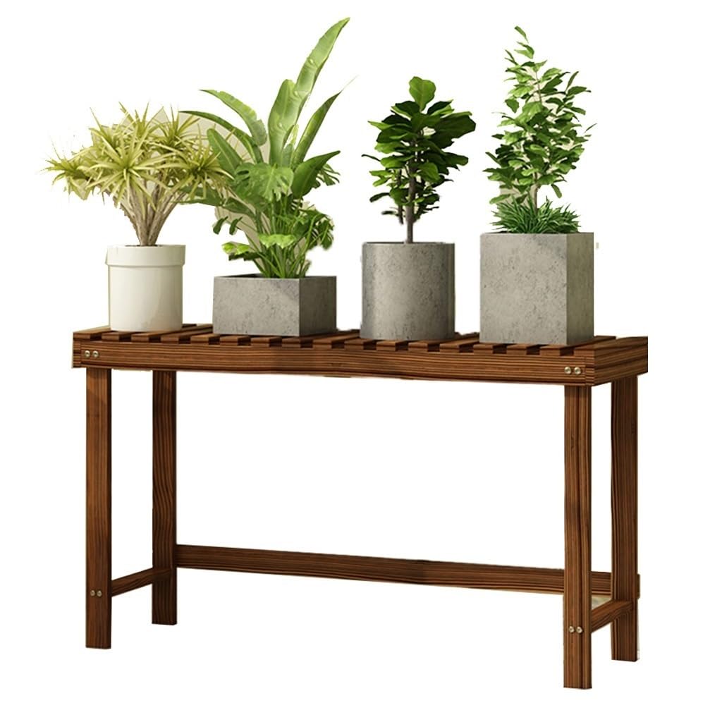 Racks Brown Pine Wooden Garden Plant Stand (98x25x45cm) — image 1
