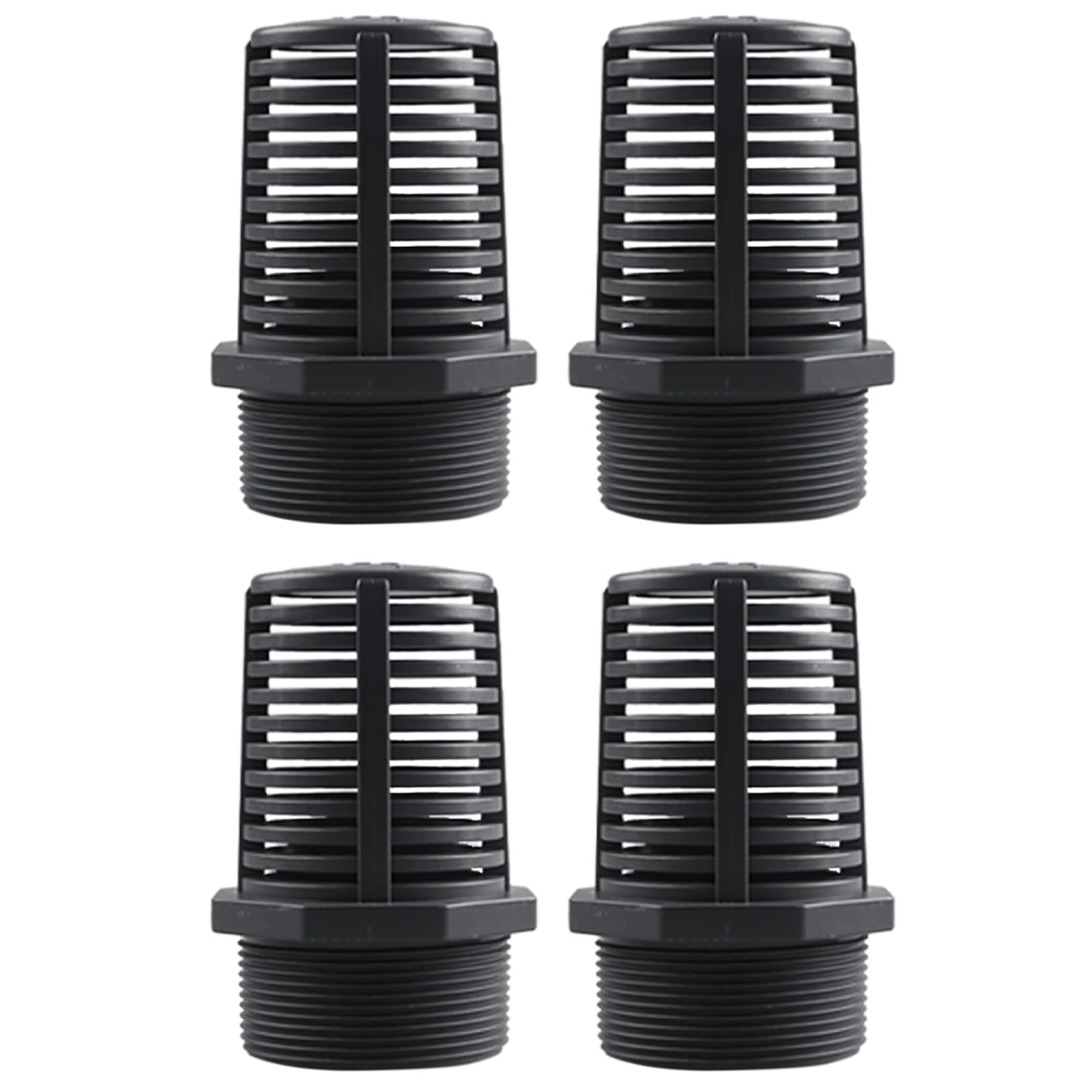 4PCS Threaded Suction Overflow Strainer, 60mm Thread Strainer, Garden Permeable Cap Mesh, Aquarium Suction Overflow Drain Tool, Aquarium Fittings Hose Connector