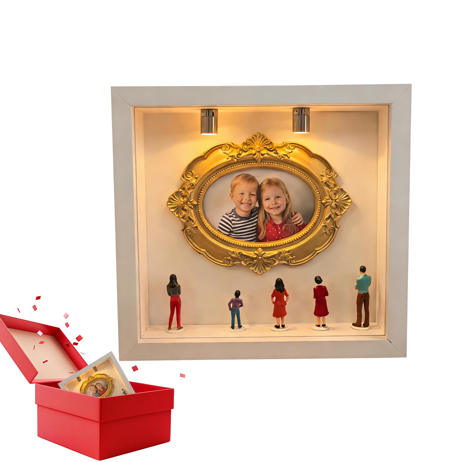 Kit Musée Miniature DIY avec mini cadres dorés et figurines de présentation pour vitrine photo