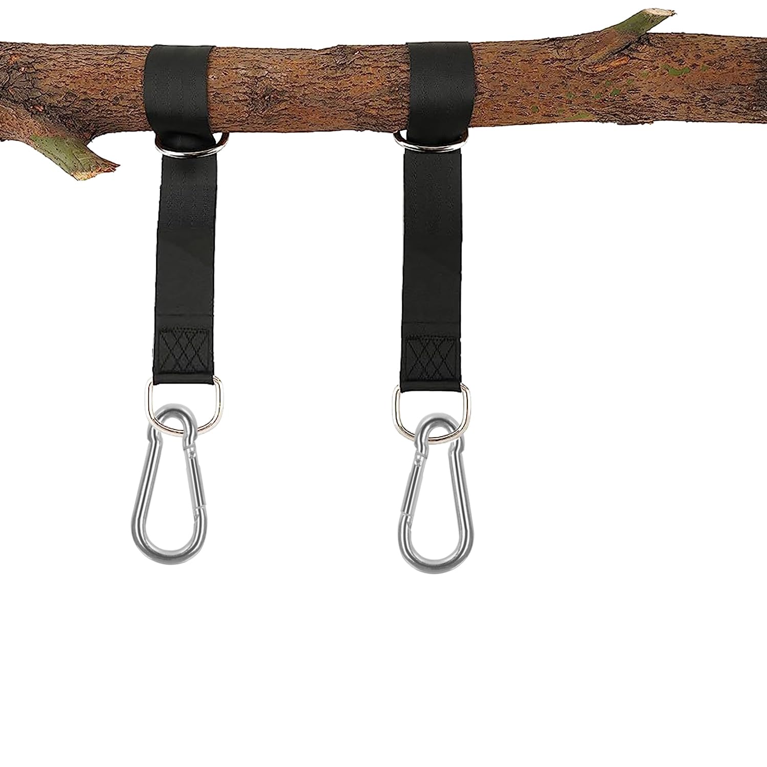 Taeku Mocowanie do huśtawki, 1 para, odpornych na rozdarcie poliestrowych hamaków, do zawieszenia, do zawieszenia, z 2 karabińczykami, do fitnessu, na kemping, piknik, do aktywności na świeżym powietrzu (18 cm)