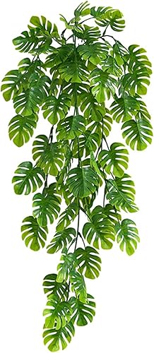 Plantas artificiales para decoración, vid falsa, no se decolora, resistente al desgaste, realista, para colgar en la pared, Monstera realista