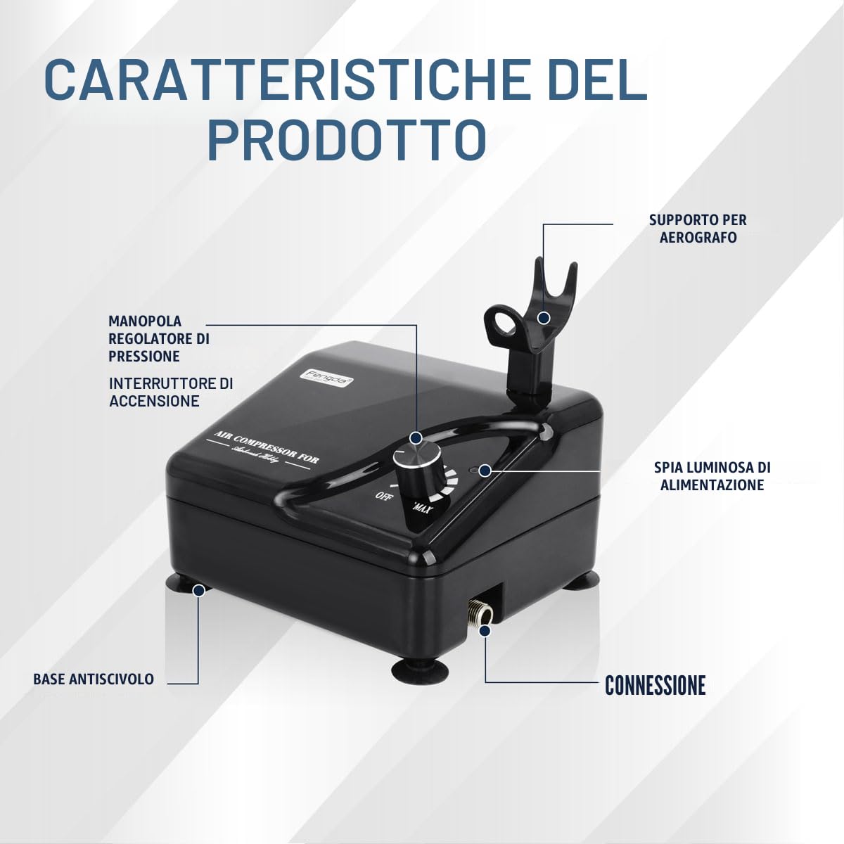 Fengda FD-207K Kit aerografo professionale con compressore intelligente