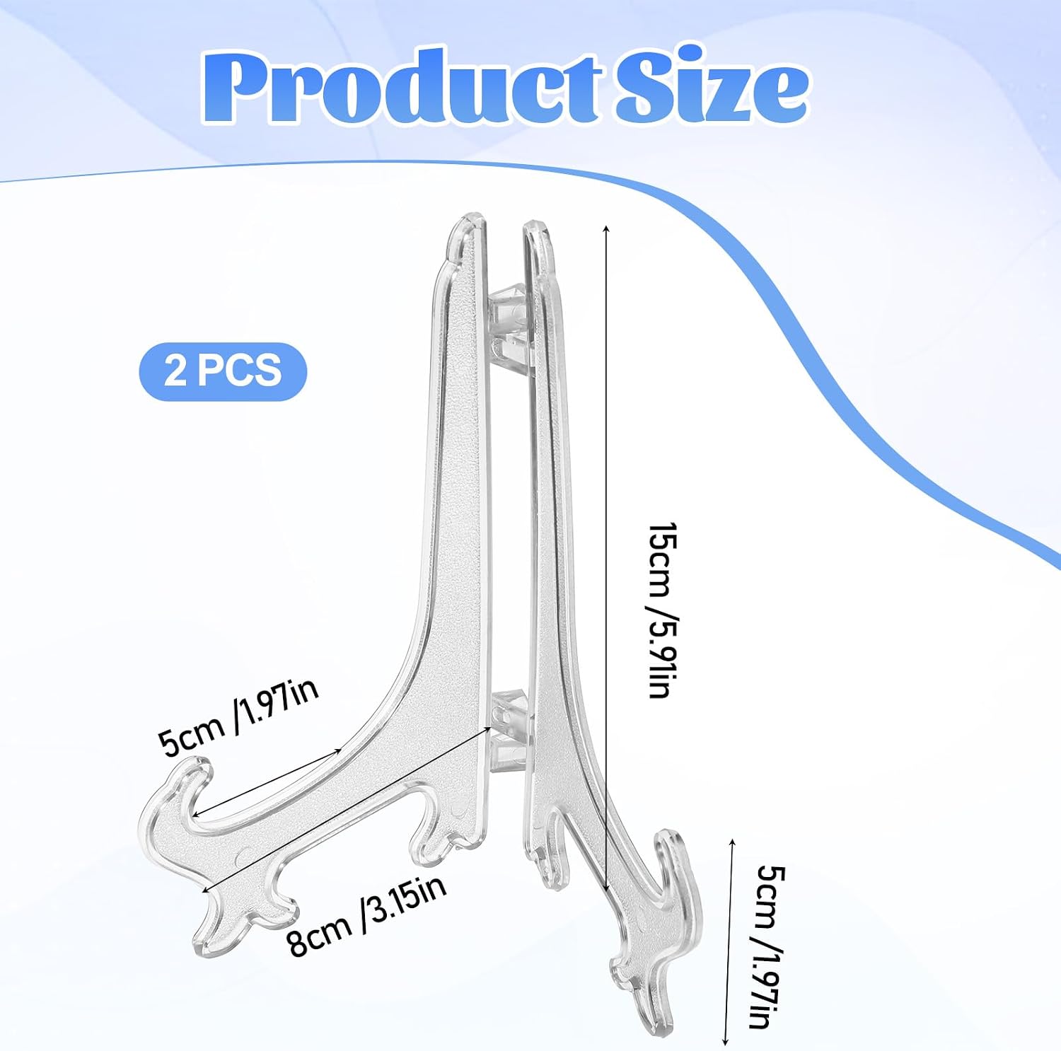 2 pcs 6" Clear Acrylic Display Stand/Plate Stands, Folding Display Plate Holder, Clear Acrylic Easel Stands for Home Office Tables Decoration