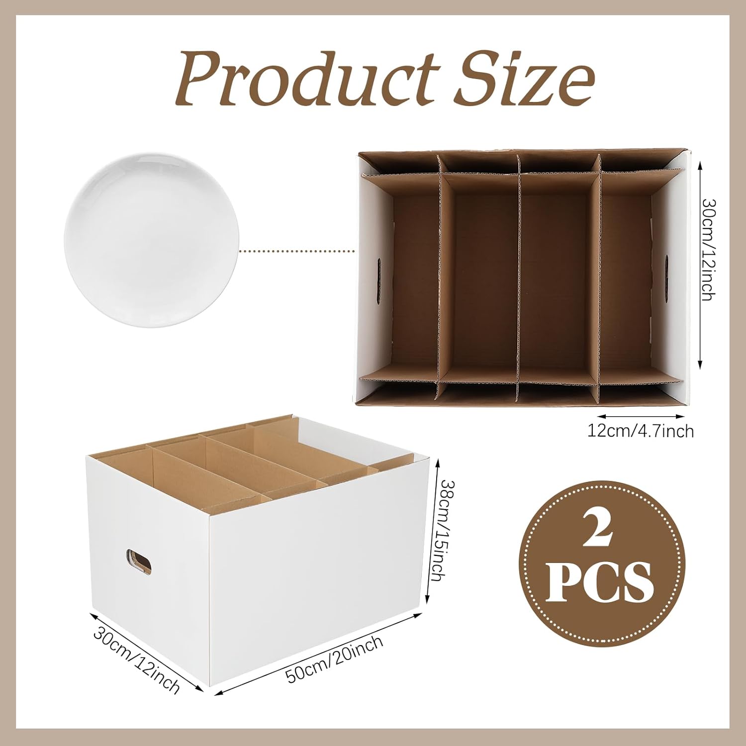 Fuyoooo 2 Pack Large Dish Packing Boxes for Moving with Divider 20 x 15 x 12 Inch Kitchen Moving Boxes with Reinforced Handle Lid Packing Supplies for Dishes and Glassware