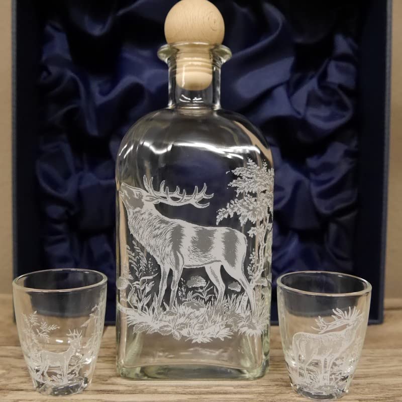 GTK - Geweihe & Trophäen KRUMHOLZ - Lot de 7 verres à liqueur avec carafe - Décoration de chasse - Dans un carton cadeau