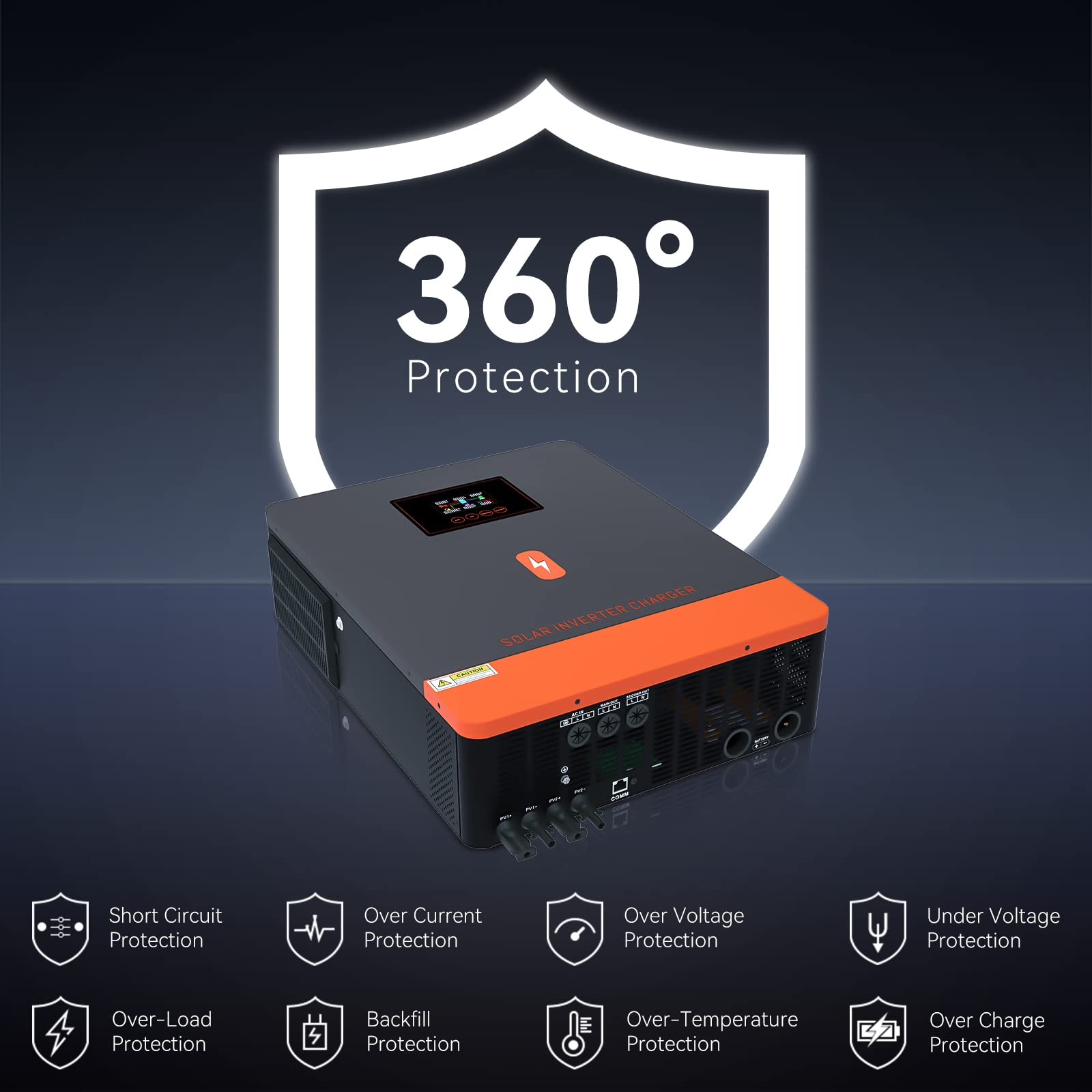 PowMr 6200W Hybrid Wechselrichter 48V DC zu 230V AC mit 120A mmpt Solar Laderegler, Max PV-Eingangsleistung 6200W für 48V Blei-Säure- und Lithium-Batterien