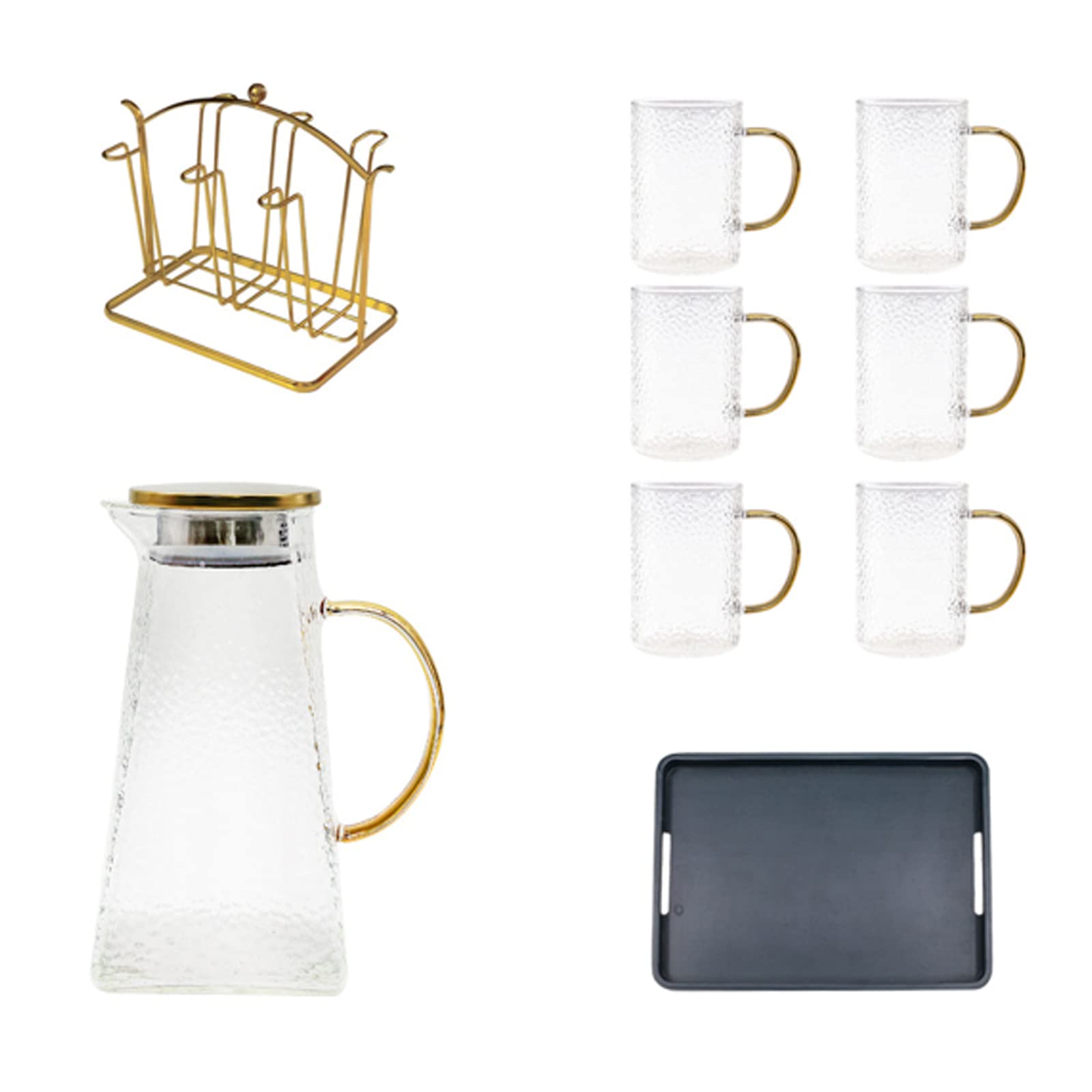 Juego de Copa de jarras de Agua de Vidrio Conjunto de Taza de Tetera Agua de Agua fría Jarra Juego de Agua Juego de té de la Sala de Estar Taza de té Taza de Bebida nórdica,A