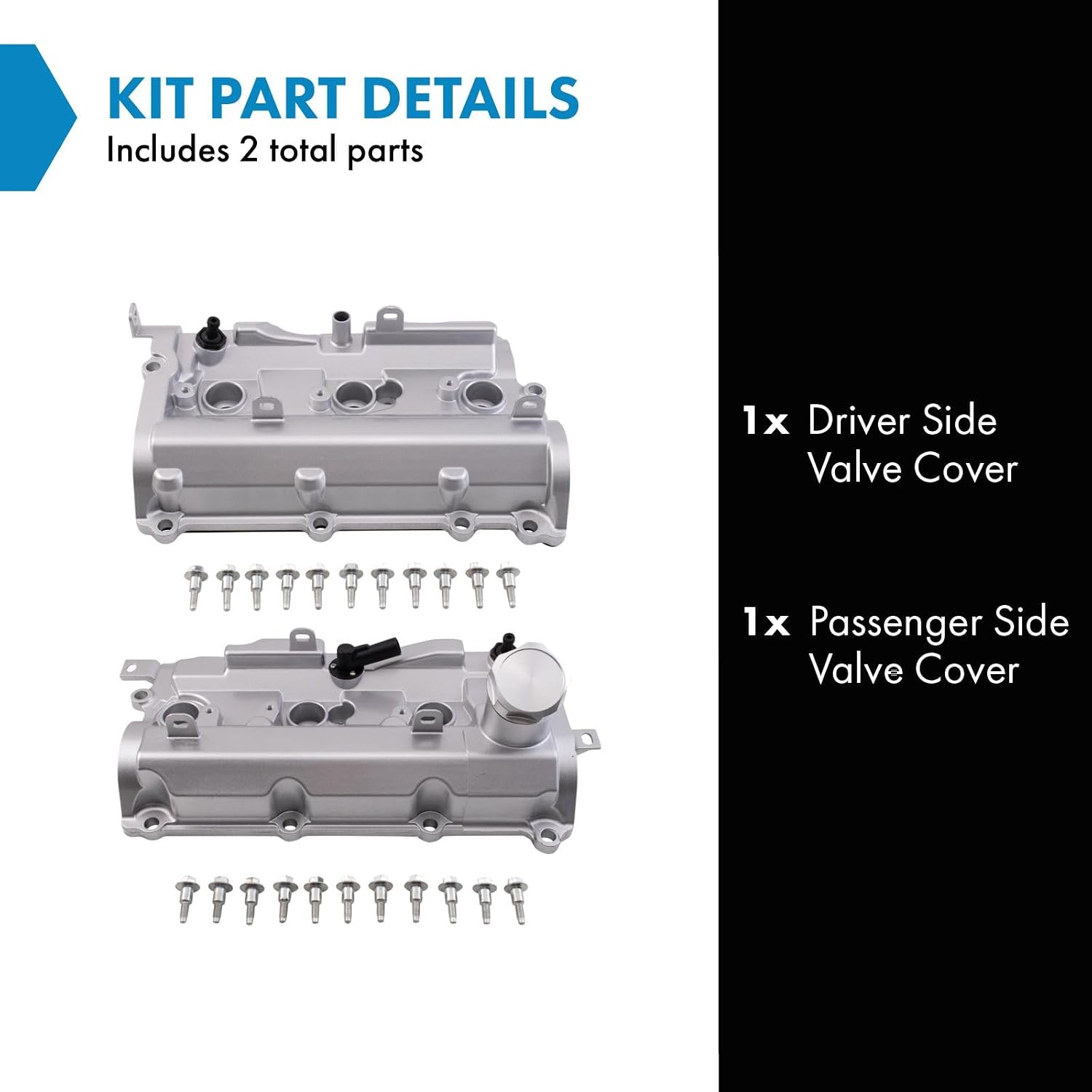 TRQ Valve Cover Set Driver & Passenger Side Compatible with 2013 INFINITI EX37 FX37 2008-2013 G37 2011-2013 M37 2014-2019 Q70 2015-2019 Q70L 2014-2017 QX50 QX70 2009-2020 Nissan 370Z