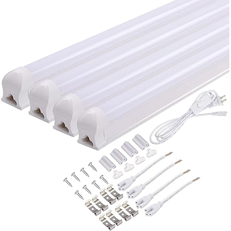 Amazon 器具一体型 Led直管蛍光灯 w形 1100lm 60cm 軽量 省エネ 昼光色 すがすがしいさわやかな光 蛍光灯器具セット 工事不要 取り付け簡単 耐高温設計 高熱伝導性 絶縁対策 キッチン バー 家庭 業務兼用 スイッチ付き配線コード1 5m付き 利便性高い 商標登録済 Pl