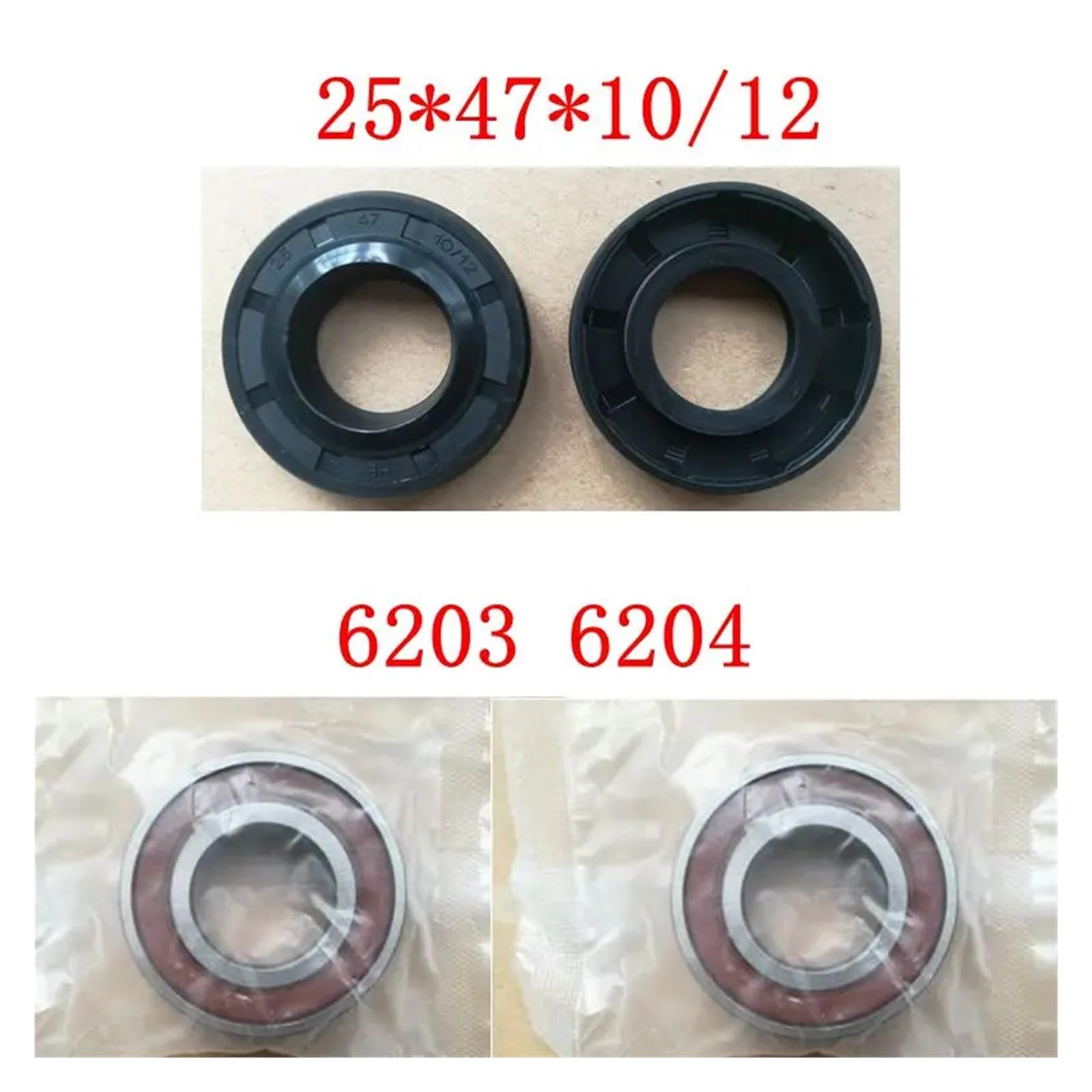 Compatible con rodamientos de lavadora tambor Siemens 6203, 6204, 6205, 6206, 6305 y 6306 + anillo sellado aceite sello agua(6203 6204)