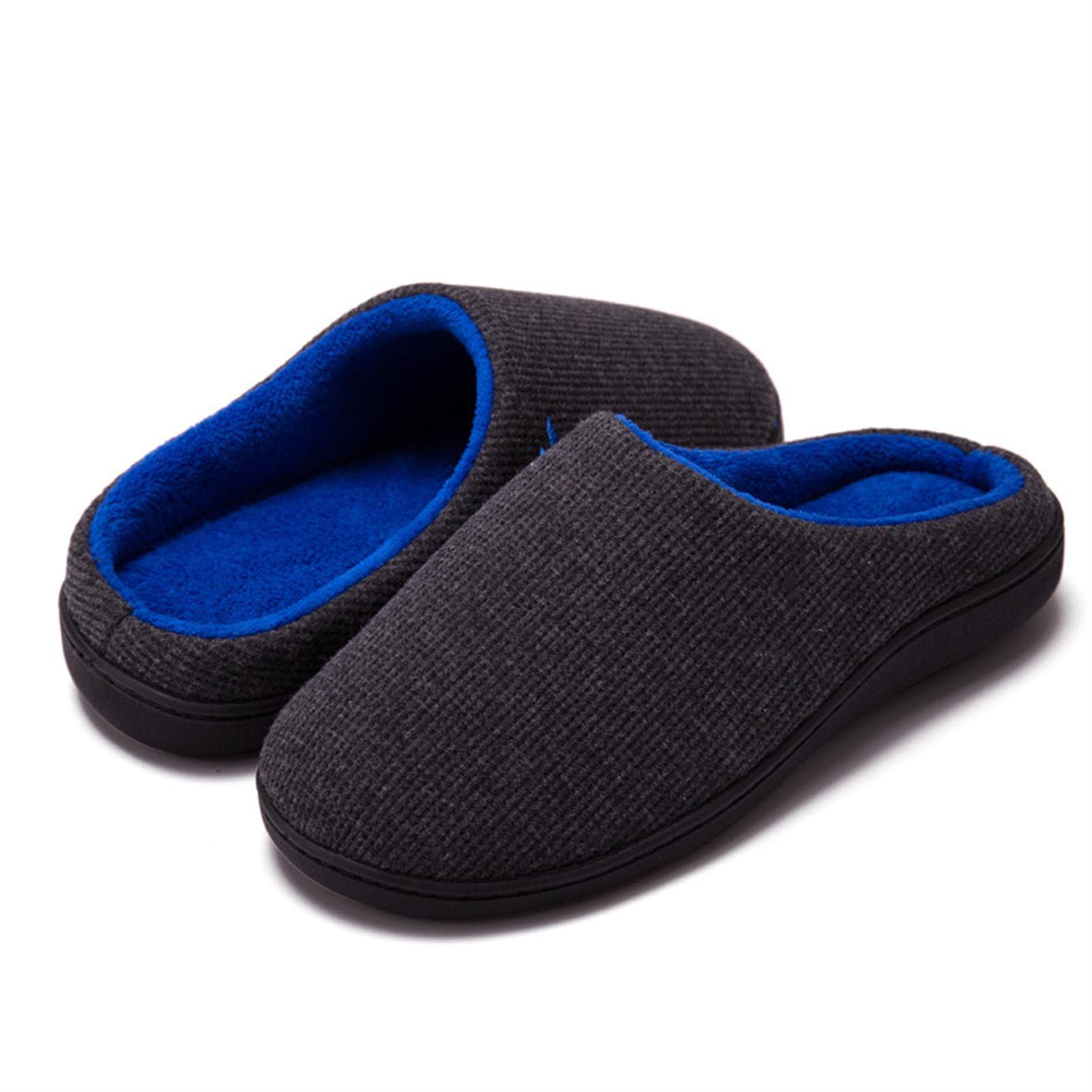 Zapatillas de casa informales cálidas de tela compuesta TPR resistente a la pisada para hombre con espuma viscoelástica, regalo para damas ( grey M)