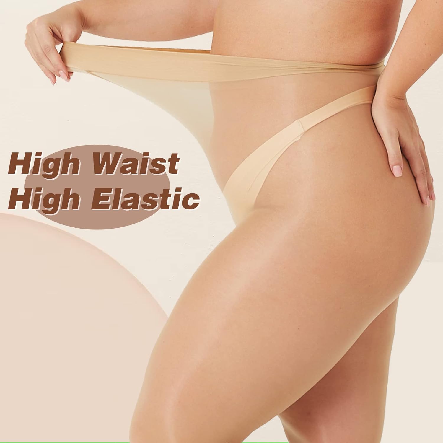 MANZI 2 Pairs Women's Plus Size Oil Shiny Sheer Pantyhose High Waist Shimmer Stockings Nylon Silky Tights - Image 3