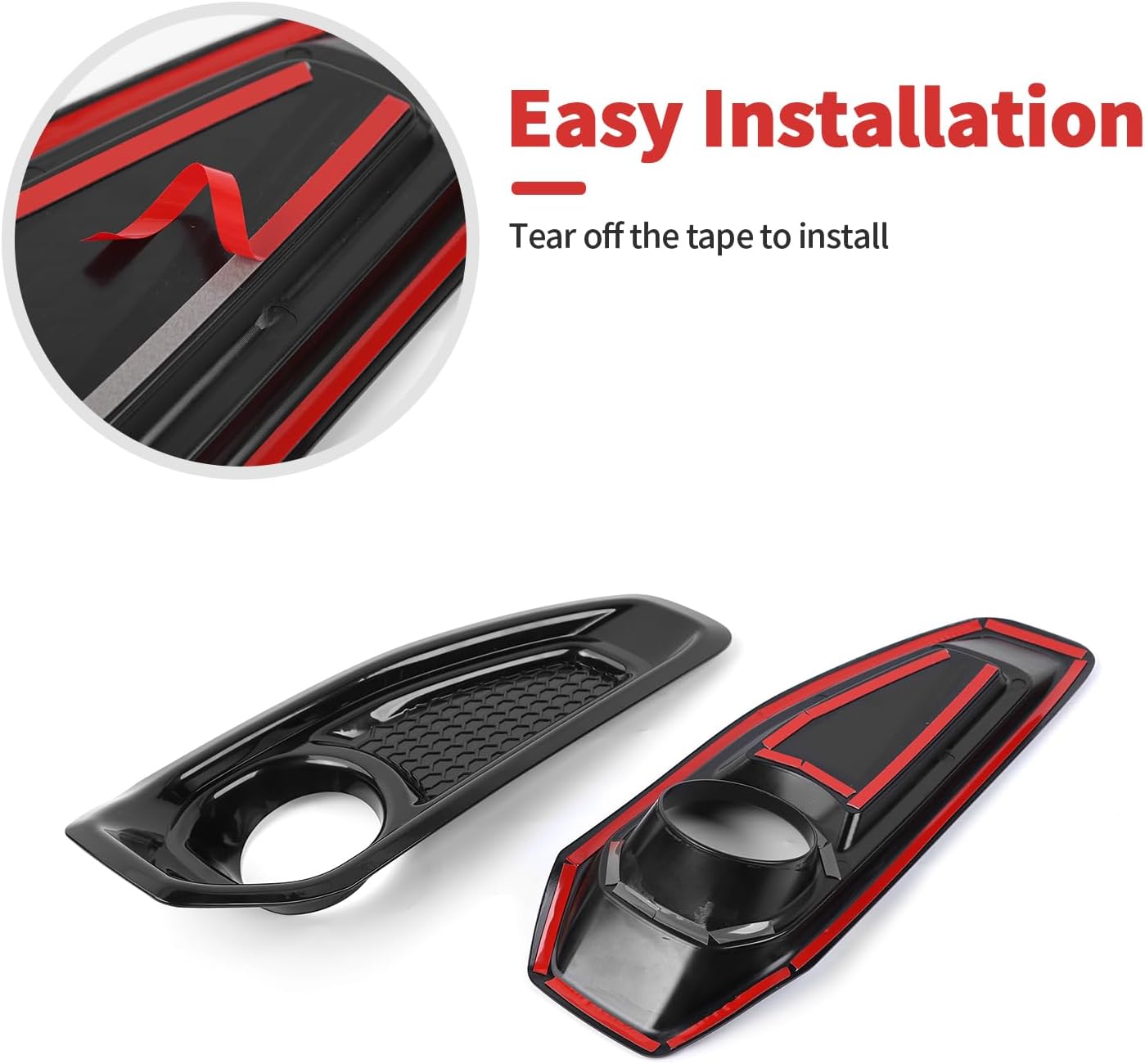 Front Fog Light Fog Lamp Covers Compatible with 2018-2026 Jeep Wrangler JL JLU & Gladiator JT(Black)