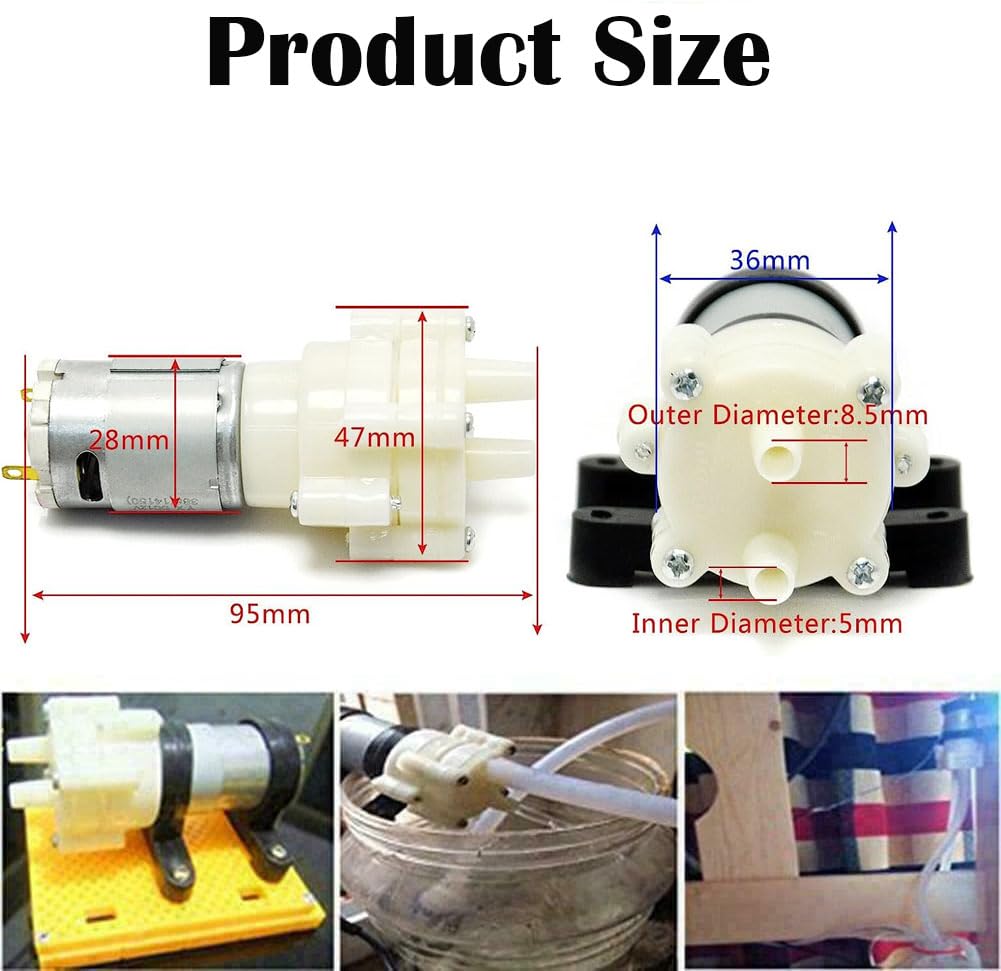 RUNCCI-YUN Membrana pompa wodna 12 V mini elektryczna pompa wodna 1,5-1,8 l/min samozasysająca pompa DC12V do herbaty maszyna do akwarium akwarium Fish Tank Fountain (2 szt.)