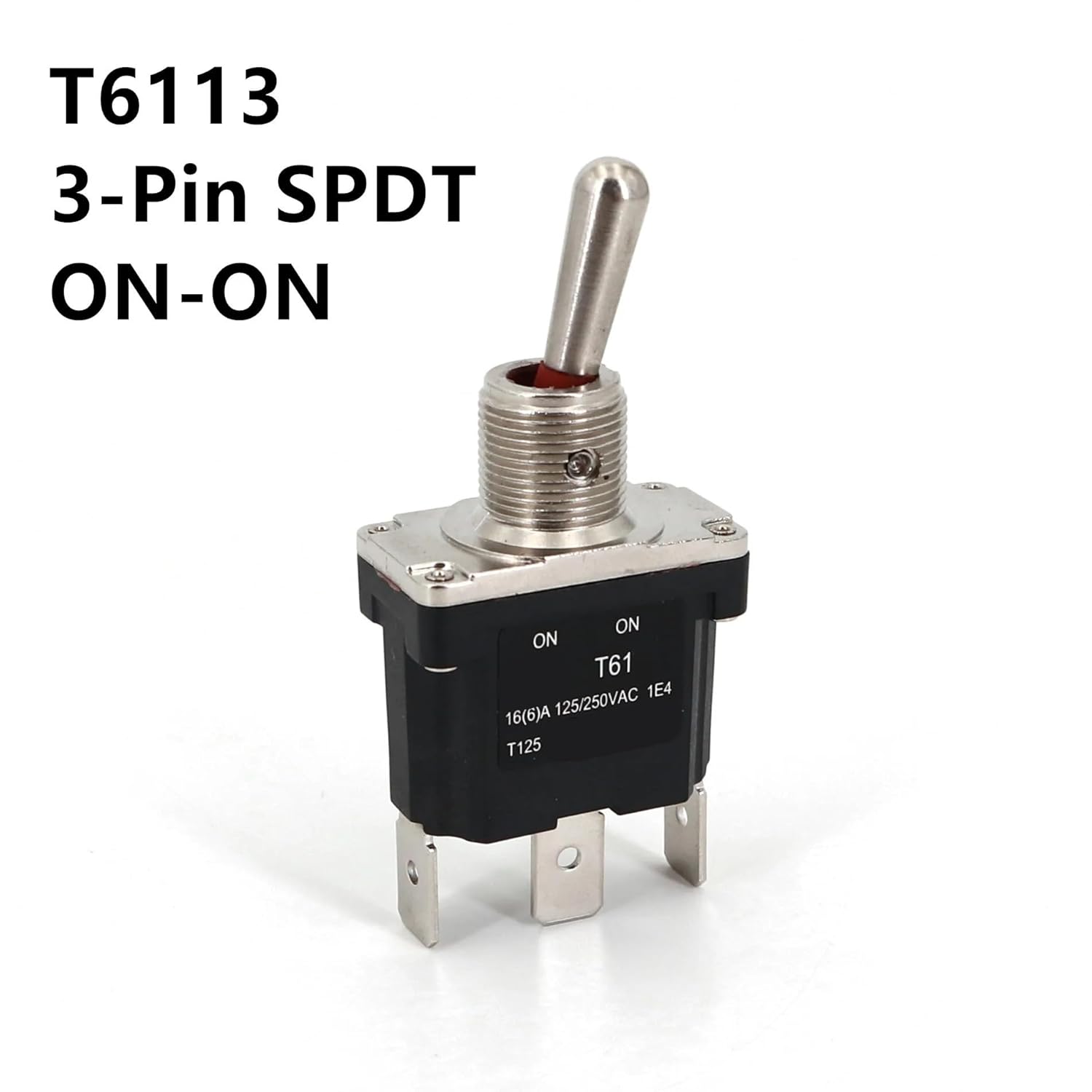 T61 3Pin Toggle Switch 12mm Panel Mount 16A/125VAC 1Pcs(T6113 ON-ON)