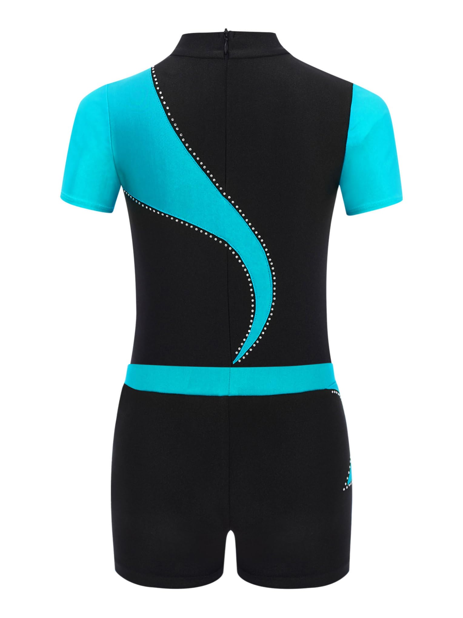 Enfant Garçon Justaucorps Gymnastique avec Short Leotard Body Chemise Danse Latine Tango Jazz Ballet Tenue Costume Patinage Artistique Sport Tenue Entraînement Bleu vert 7-8 ans