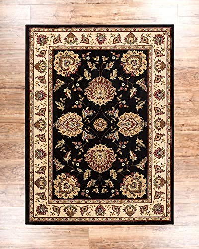 Sultan Sarouk Black Persian Floral Oriental Formal Traditional 3X12 (2'7" X 12') Runner Rug Stain/Fade Resistant Contemporary Floral Thick Soft Plush Hallway Entryway Living Dining Room Area Rug #TOP6