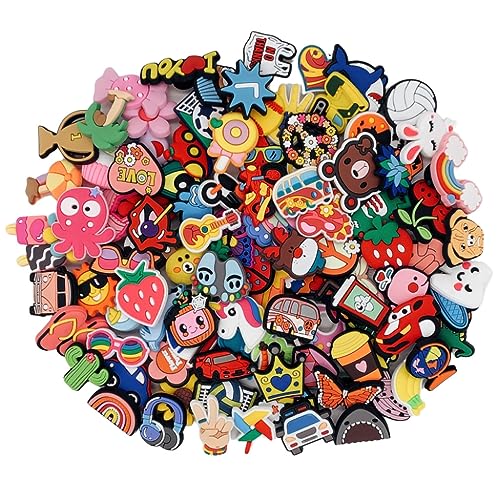 Aestustheri 50PCS Shoe Charms - Cartoon Shoe Decorations - PVC Accessories for Clog Sandals Wristbands Slippers - Party Gift for Kids Teens Adults (Multicolour)