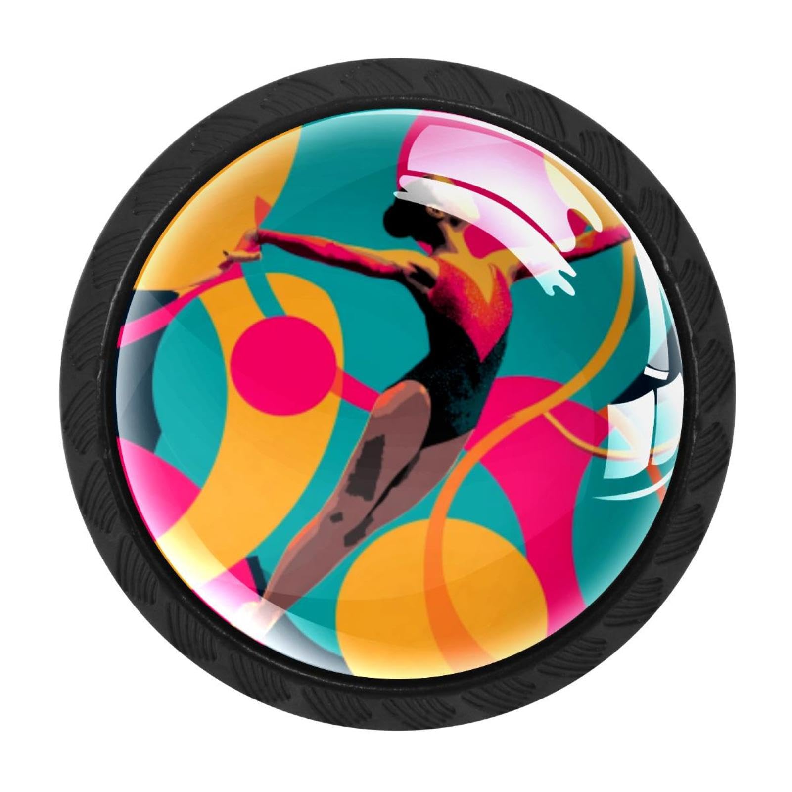 CHENZZZZ 4 Pack Rhythmic Gymnastics Colorful Background Kitchen Cabinet Knobs Drawer Knobs Door Dresser Handles for Personalized Gifts Great for Any Occasion