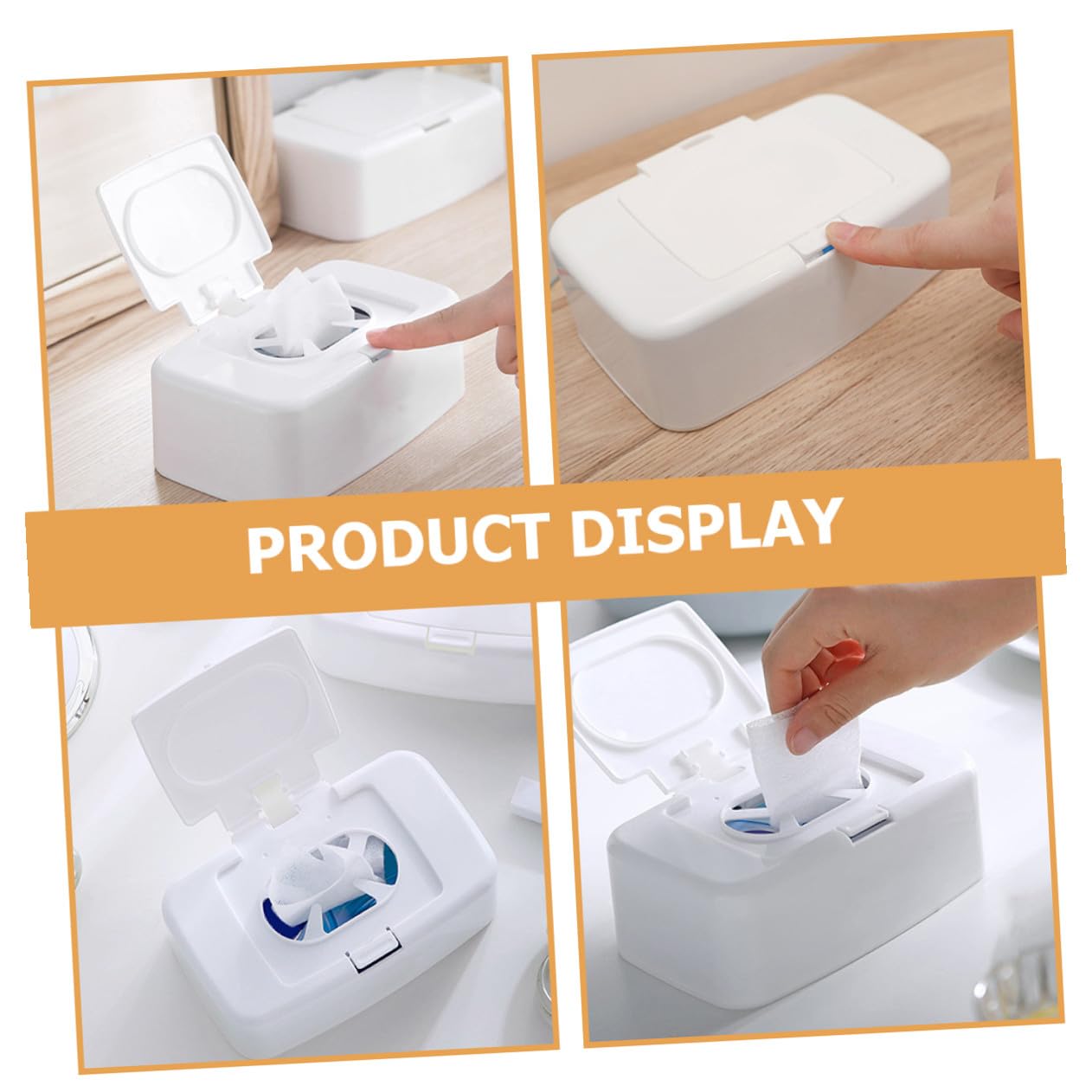 SOLUSTRE Dispensador de Toallitas Húmedas Paquete de 4 Unidades Blanco Recargable Almacenamiento Conveniente de Plástico Pp para Habitación de Ñiño y Uso Exterior