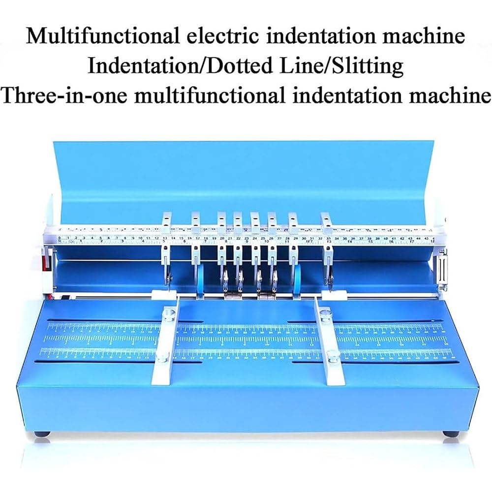 Macchina per piegatura elettrica 3 in 1 per carta, perforatrice multifunzione con profondità regolabile e righello per documenti professionali, biglietti, inviti