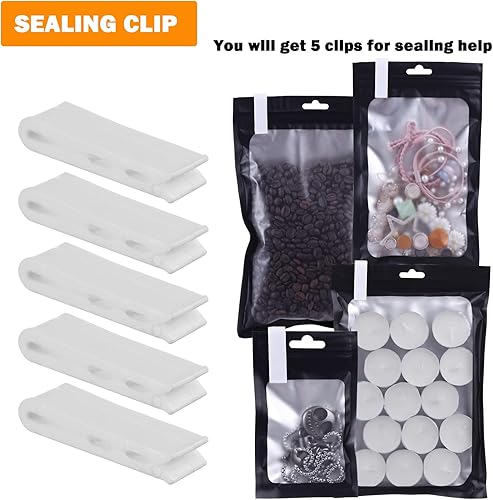 Miniatura 8 de 200 bolsas de Mylar de 5 x 8 pulgadas con cierre de ventana, bolsas de Mylar a prueba de olores para almacenamiento de alimentos, bolsa de embalaje