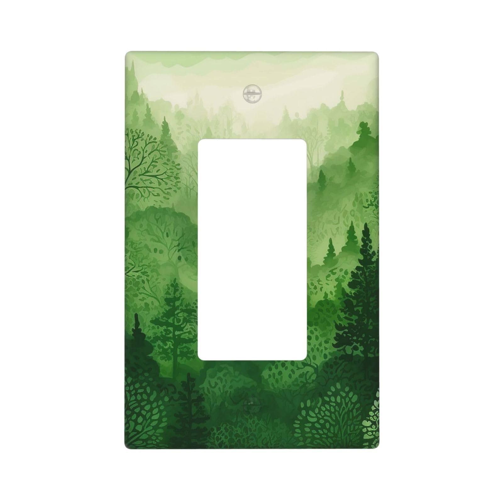 Nonhai Style M Green Tree Wall Plate Cover 1 Gang Light Switch Cover Decorative Single Duplex Wall Plates Standard Size Decorator Blank Electrical Switch Plate Cover For Electrical Outlets