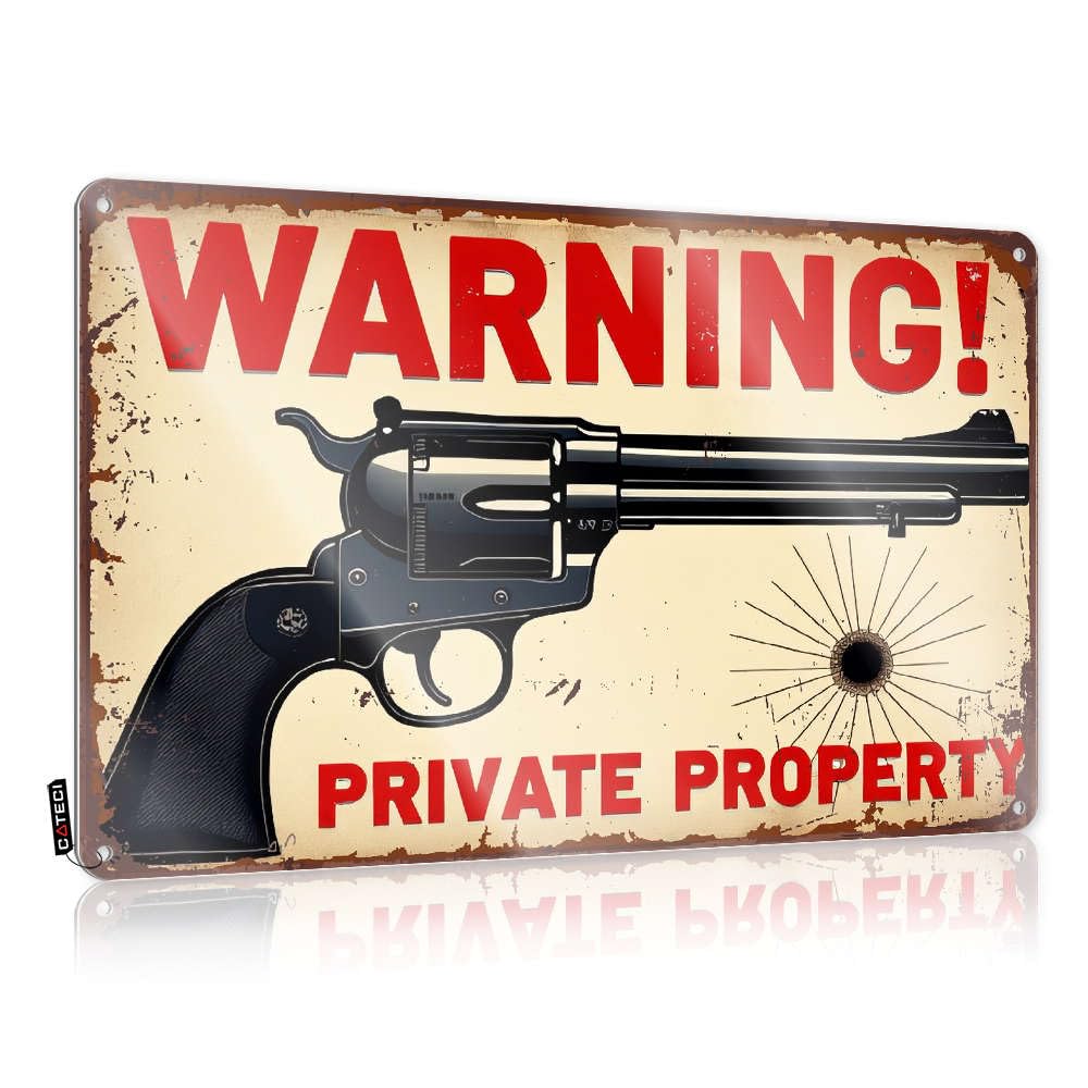 Old Tin Wall Decor Rustic Wall Poster, Tapestry Funny Quote Design For Restaurant Garage | Holder Anti-rust Metal Warning! Private Property(20X30CM)