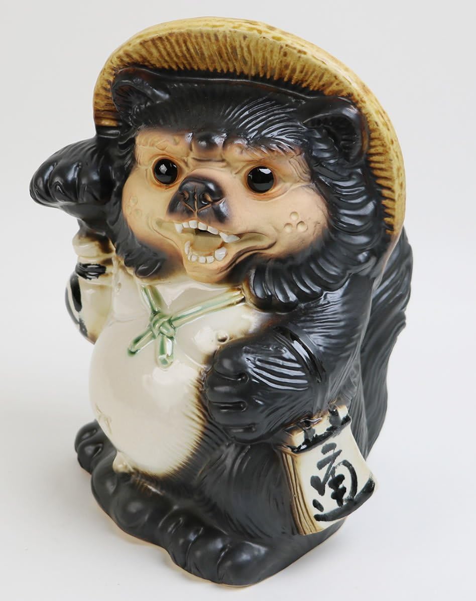 信楽焼 シーサー狸 オス しがらきハンカチパッケージ 信楽焼き 陶器 しがらきやき たぬき タヌキ 置物 置き物 おきもの 縁起物 進物 ギフト Ta 0237 値引き