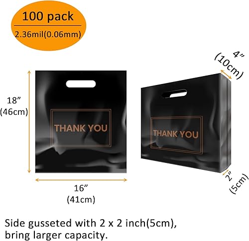 Miniatura 2 de Belinlen 100 bolsas de agradecimiento de 16 x 18 pulgadas para pequeñas empresas, bolsas de plástico para tiendas, boutique, fiesta, regalo, ropa y