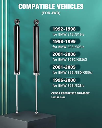 Miniatura 3 de Amortiguadores para BMW, AUTOMUTO 2 amortiguadores traseros para 325Ci325i330Ci330i323Ci323i328Ci328i330xi323is328is318i318is 1992 1993 1994 99 5