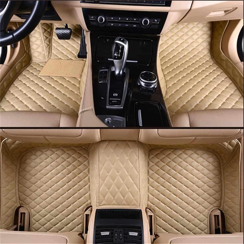 Car Floor Mats Universal Fit All Weather Protection Beige with Beige Stitching