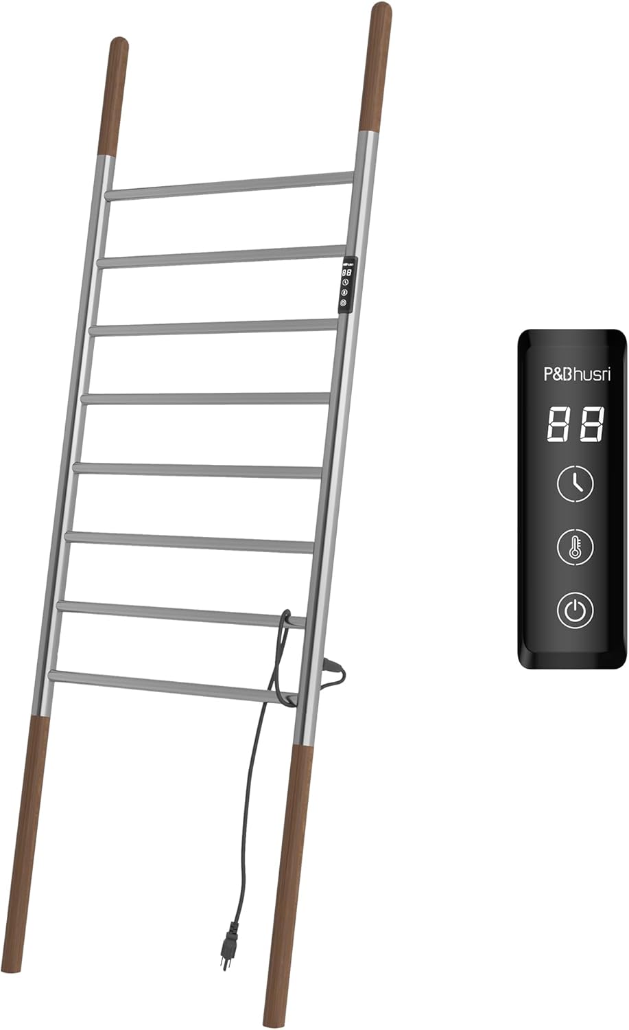 P&Bhusri Electric Towel Warmer Stand，Standing Heated Towel Rack, 39.06" H x 21.65" L Large Heating Towel Warmer, Towel Drying Rack with Timer, Stainless Steel Polished, Only Plug-in