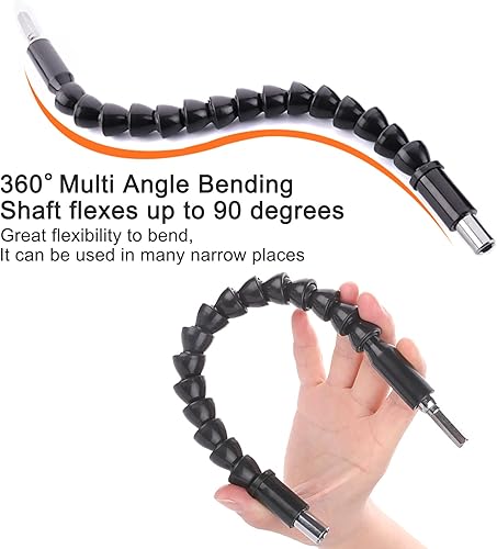 Miniatura 3 de Guyuyii Juego de 23 extensiones de broca flexible, eje hexagonal magnético de 14 pulgadas para espacios reducidos, tareas de perforación, ideal para