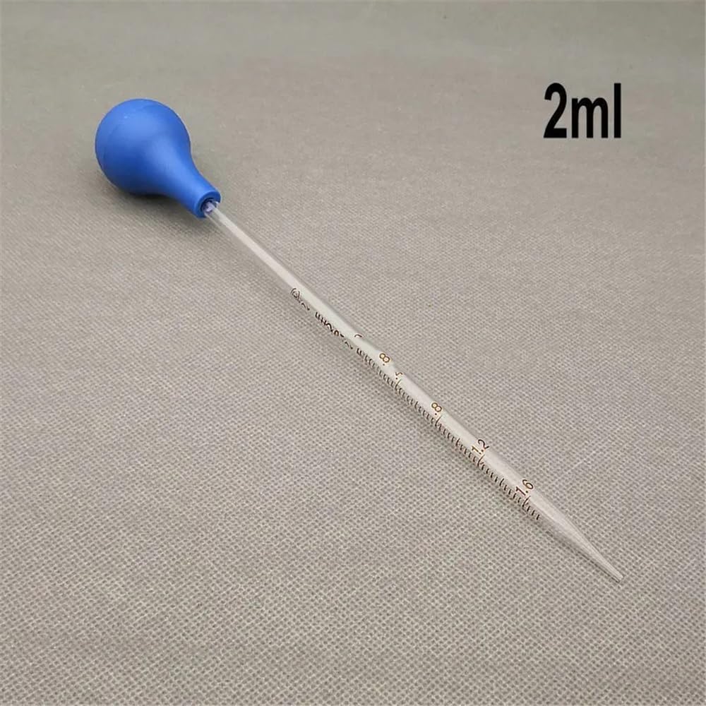 Gotero de vidrio, paquete de 4 pipetas de laboratorio graduadas con cabezal de goma, varios tamaños for transferencia de líquidos de precisión(2ml)