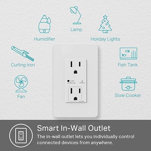 Miniatura 5 de UCOMEN Toma de pared inteligente con 2 puertos individuales, salida WiFi de 2.4 GHz, enchufes inteligentes que funcionan con Smart Life, Alexa,
