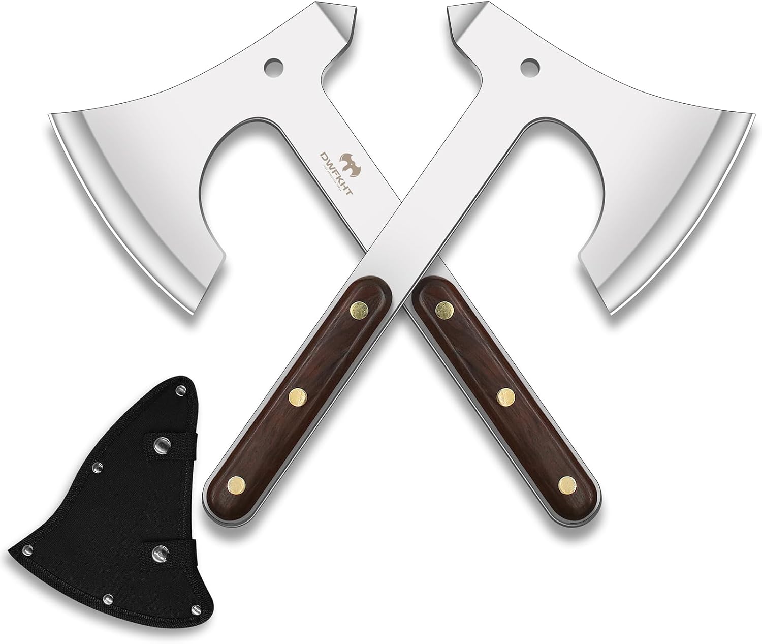 Throwing Axes, 2 Pack 10.2" Throwing Throwing Axes and Tomahawks Full Tang with Wooden Handle and Nylon Sheaths, 4.3" Blades Design, Perfect for Axe Throwing Game, Competition and Recreation