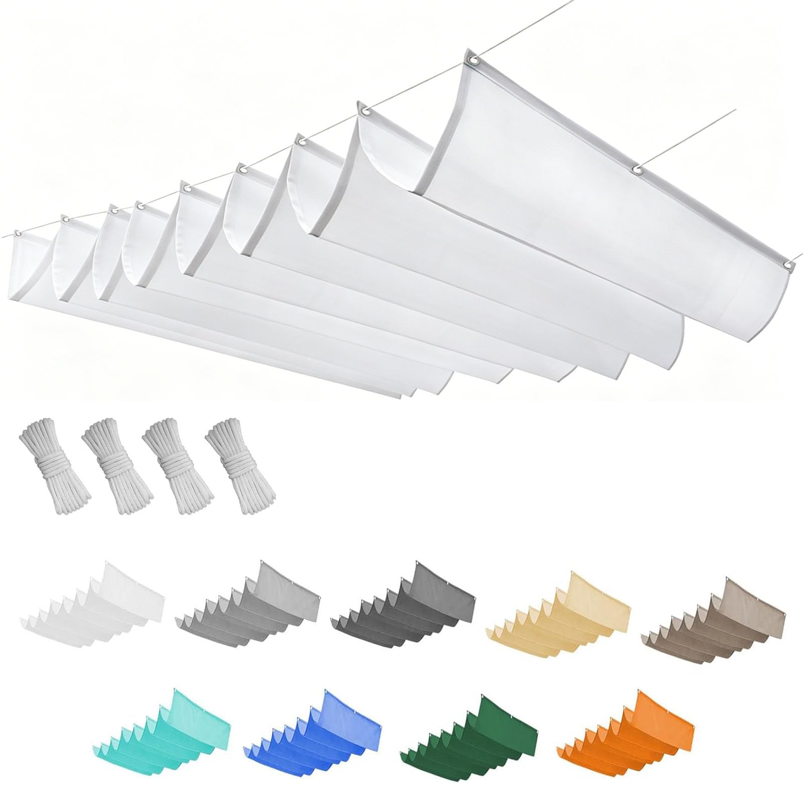 Voile ombrage rétractable imperméable store ombrage blanc balcon jardin 3x6m