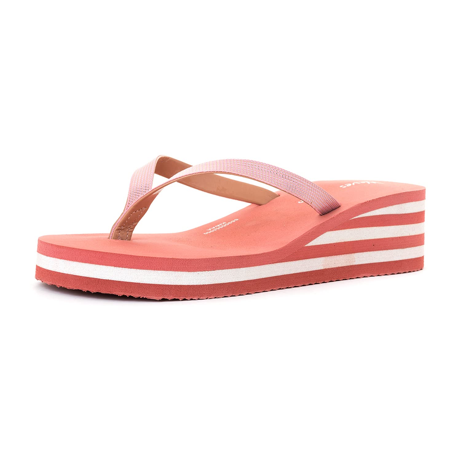 Khadims Waves Pink Wedge Heel Casual Slippers for Women (6690065) (B0B6CKRMK1) Amazon Price History, Amazon Price Tracker