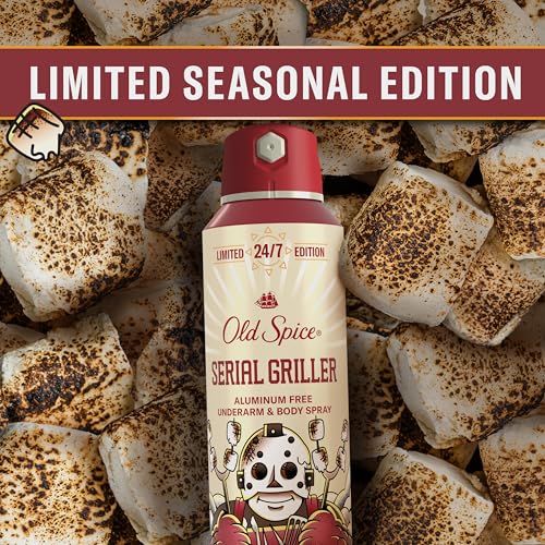 Image of Old Spice Aluminum Free Body Spray for Men, Summerdudes, 24 /7 Odor Control, 24 /7 Sunny Freshness & Long Lasting Scent, Limited Edition, Serial Griller with Charred Marshmallow Scent, 5.1 oz