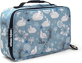 Urban Infant Yummie Kids Lunch Box Insulated Bag - Toddler Boys and Girls – Perfect for Daycare Preschool Travel Snacks – Allergy Alert Cards - Fits Bento Boxes - Bunnies